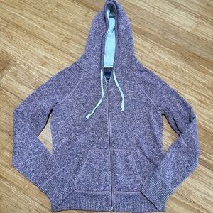 Pink Heathered Zip Up with Sherpa Hoodie